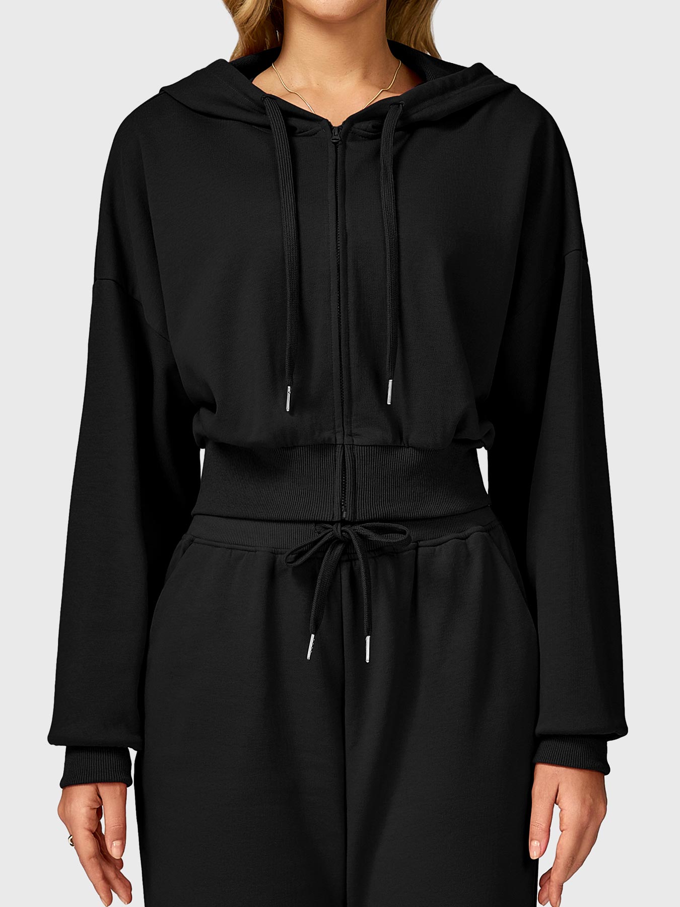 Vaeryn Sabrina Cropped Zip Hoodies