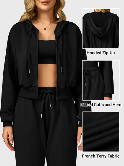 Vaeryn Sabrina Cropped Zip Hoodies
