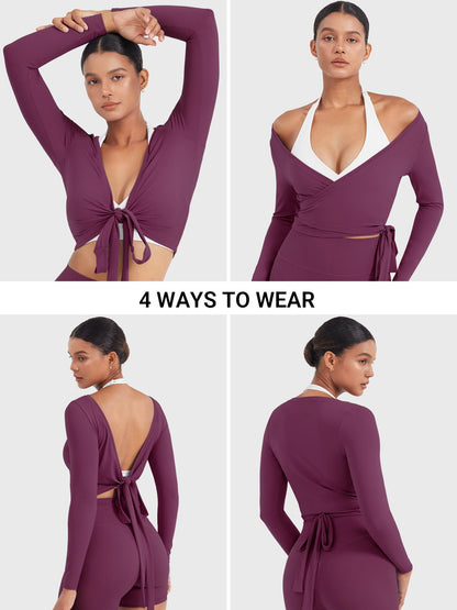 Vaeryn Michelie Long Sleeve Ballet Wrap Top