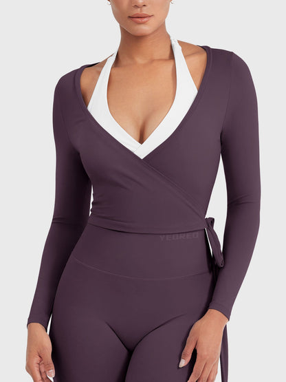 Vaeryn Michelie Long Sleeve Ballet Wrap Top