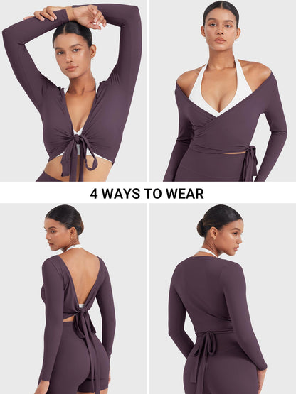 Vaeryn Michelie Long Sleeve Ballet Wrap Top