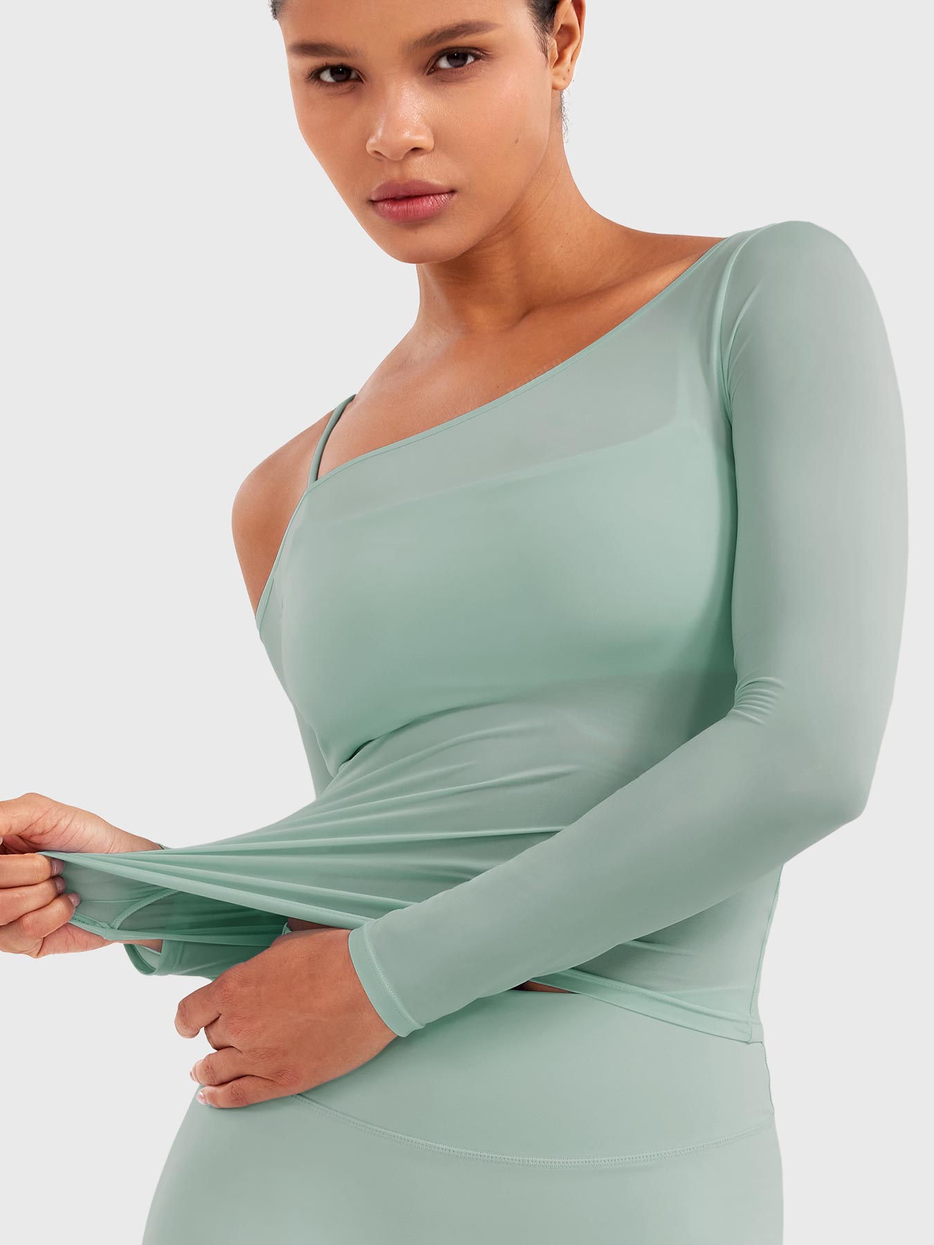 Yeoreo Fairen One Shoulder Sheer Top