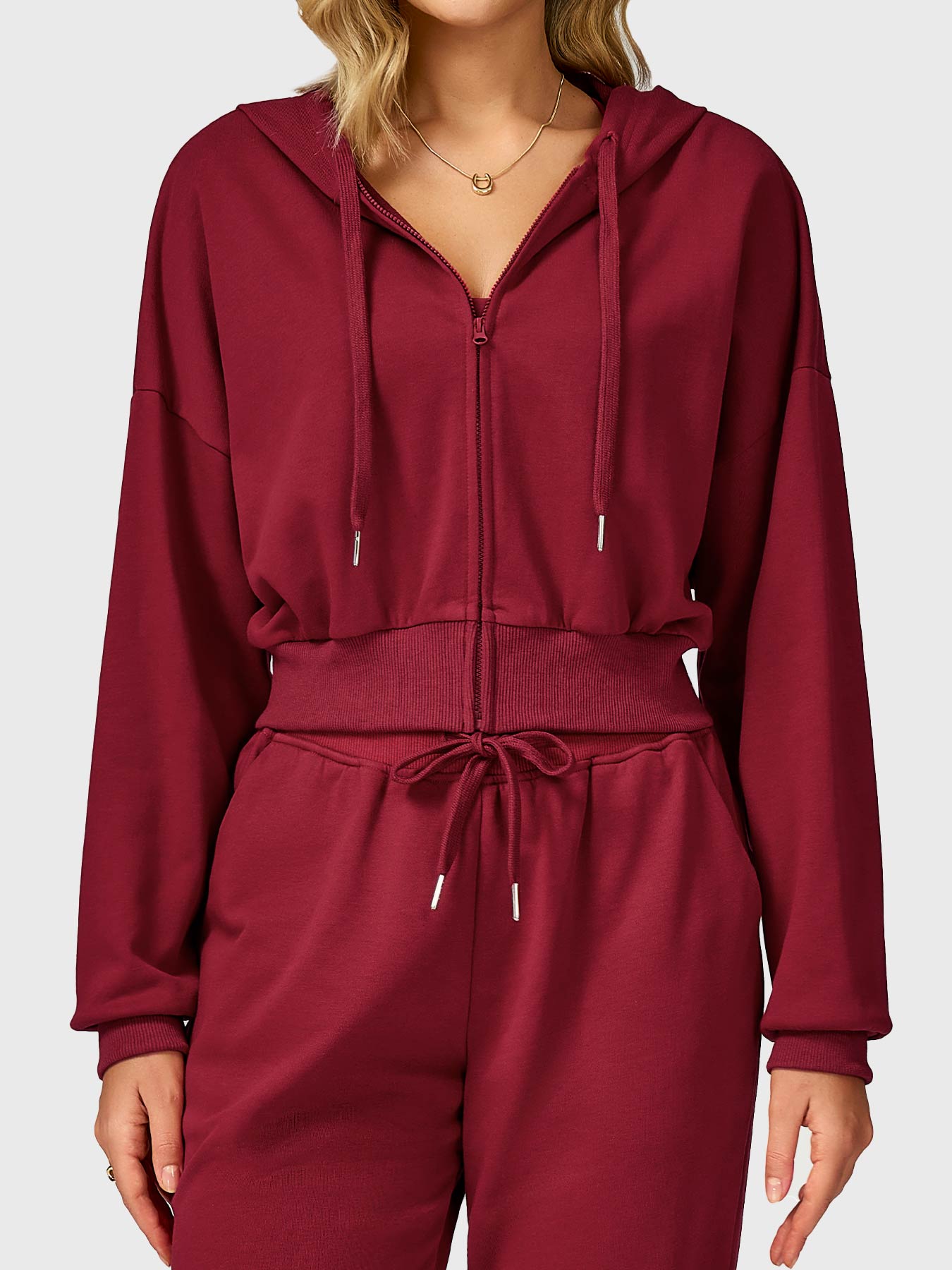 Vaeryn Sabrina Cropped Zip Hoodies
