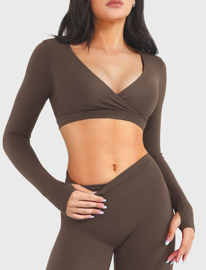 Yeoreo Aberney V Neck Long Sleeve Crop Top