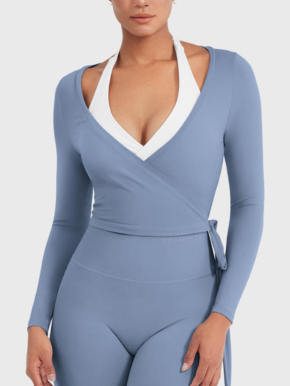 Vaeryn Michelie Long Sleeve Ballet Wrap Top