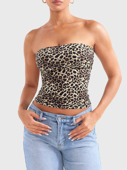 Vaeryn Sophie Leopard Print Tube Top