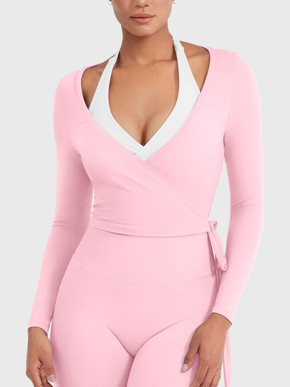Vaeryn Michelie Long Sleeve Ballet Wrap Top
