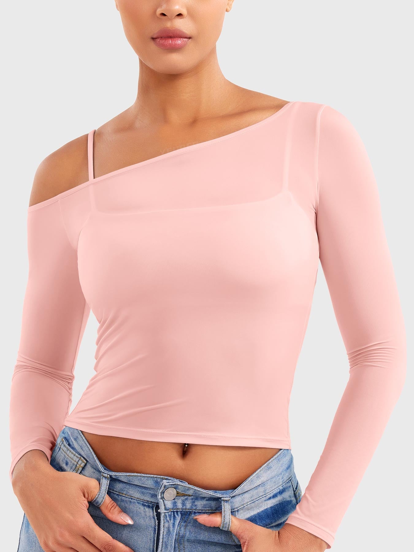 Yeoreo Fairen One Shoulder Sheer Top