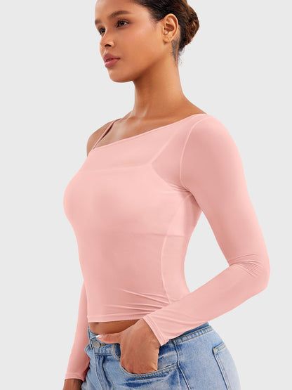 Yeoreo Fairen One Shoulder Sheer Top
