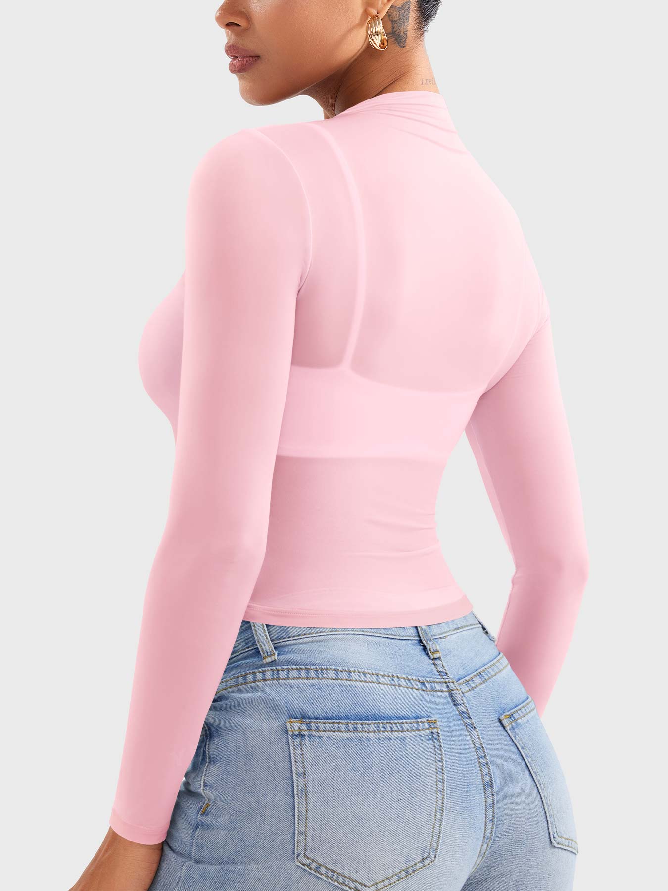 Vaeryn Jamy Mock Neck Sheer Top