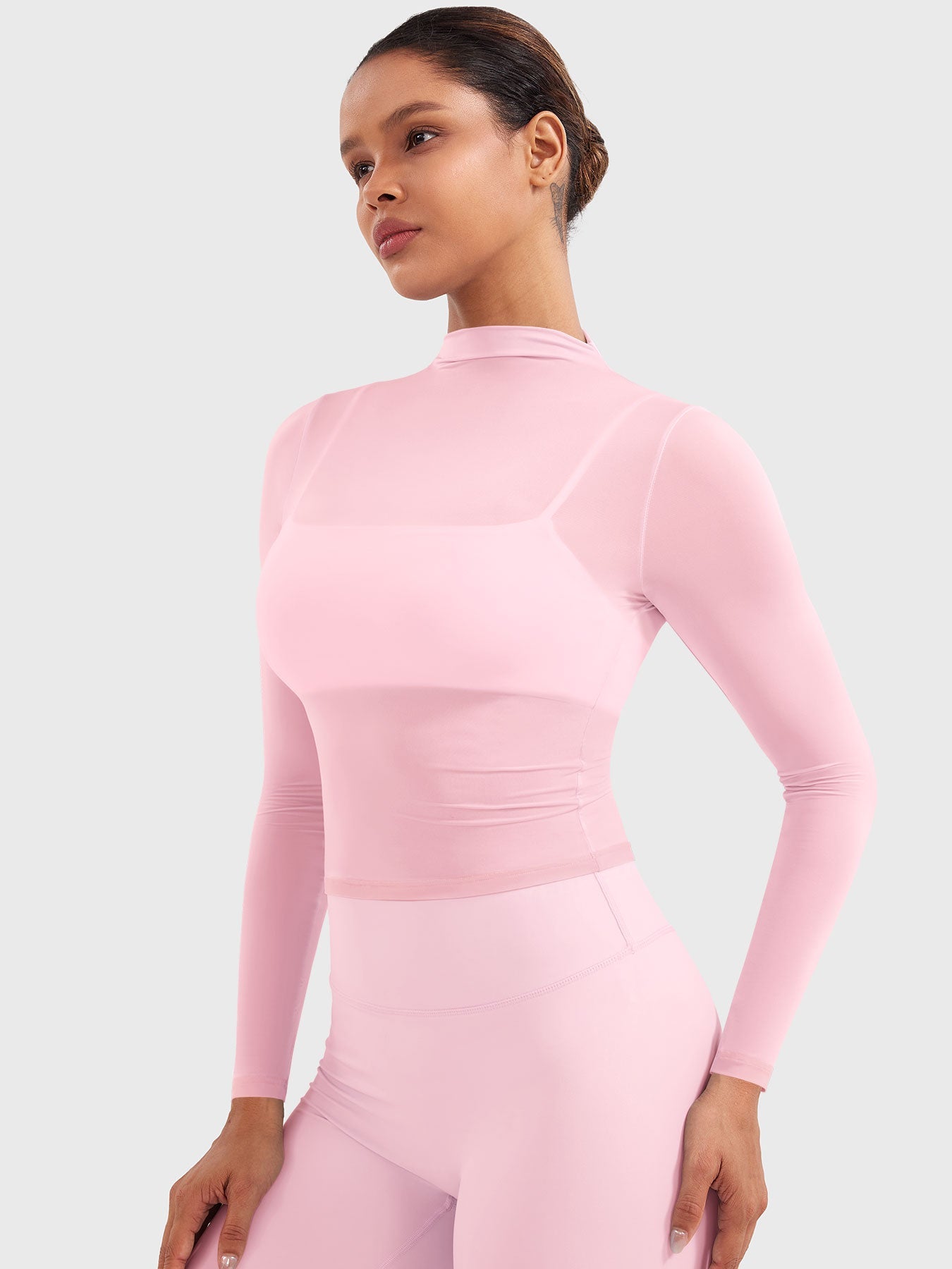 Vaeryn Jamy Mock Neck Sheer Top