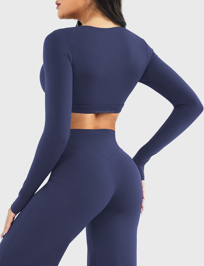 Yeoreo Aberney V Neck Long Sleeve Crop Top