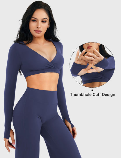 Yeoreo Aberney V Neck Long Sleeve Crop Top