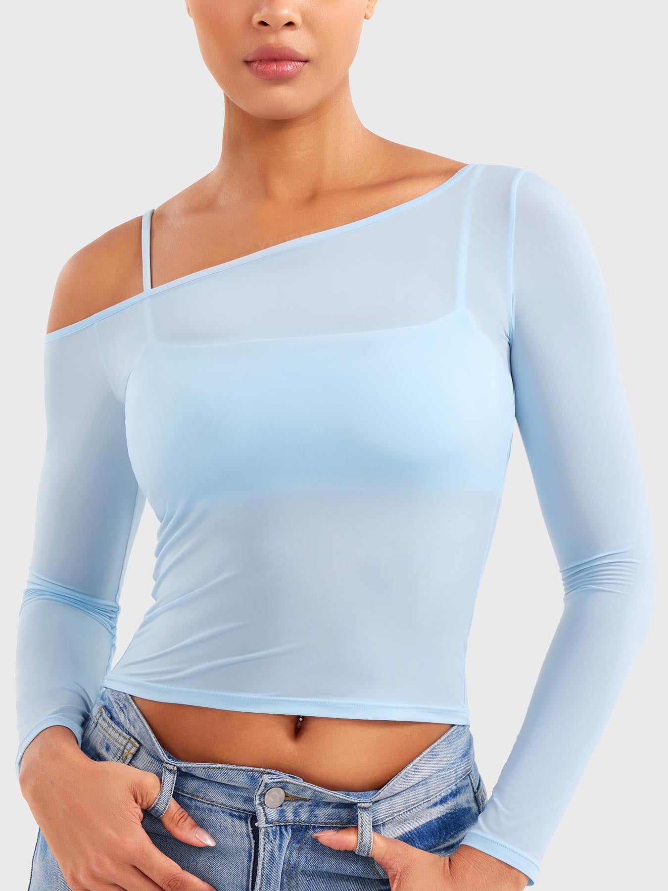 Yeoreo Fairen One Shoulder Sheer Top