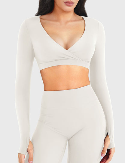 Yeoreo Aberney V Neck Long Sleeve Crop Top