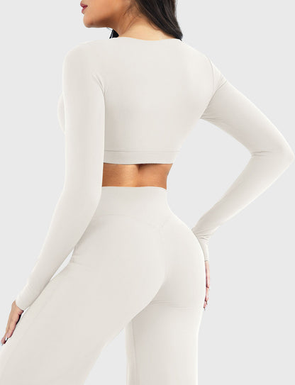Yeoreo Aberney V Neck Long Sleeve Crop Top