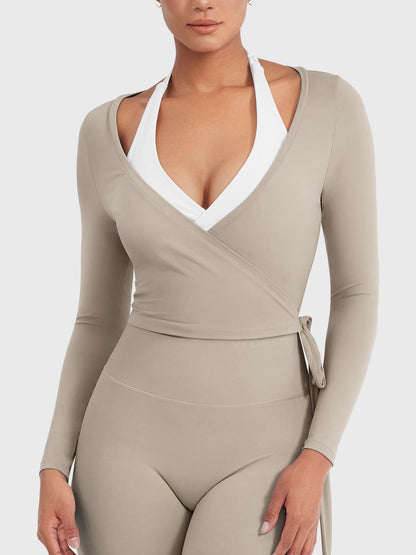 Vaeryn Michelie Long Sleeve Ballet Wrap Top