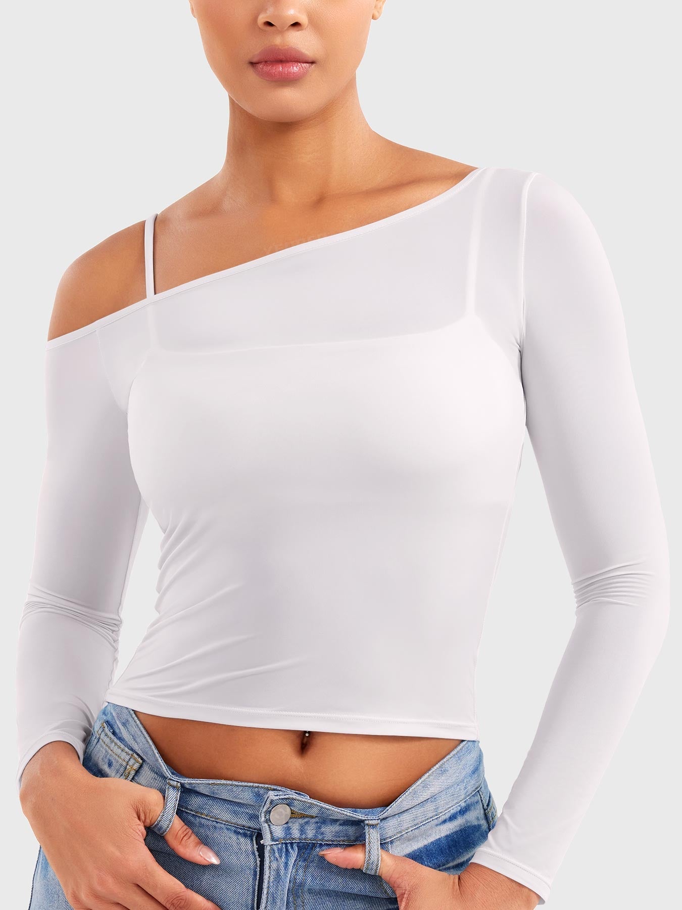Yeoreo Fairen One Shoulder Sheer Top