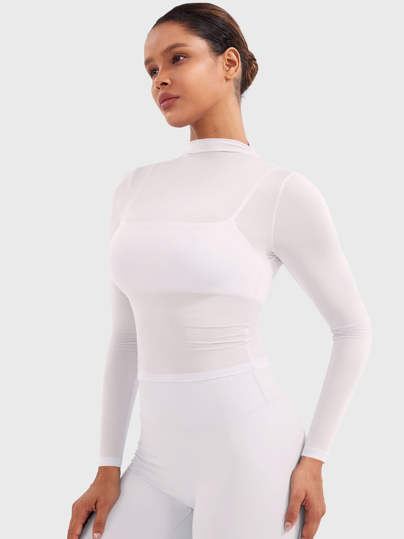 Vaeryn Jamy Mock Neck Sheer Top